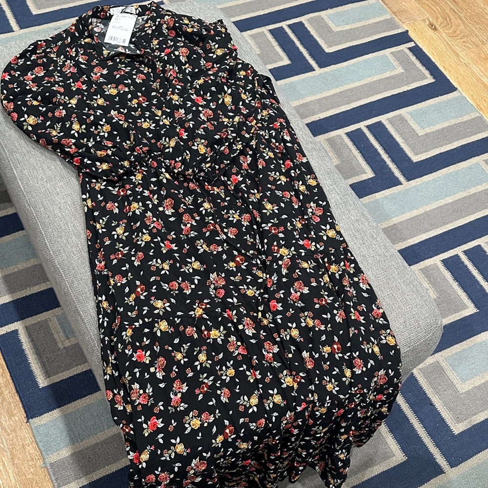 Mango Black Floral Dress